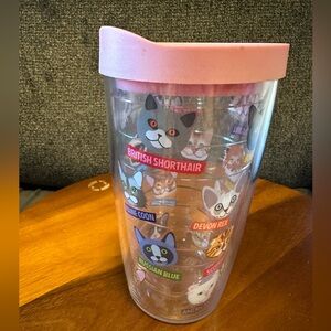 New Tervis Tumbler 16 Oz With Pink Lid Cats Multi Breeds Kitty Kitten Lover Cat